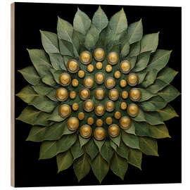 Wood print Green Leaf Mandala - DejaReve