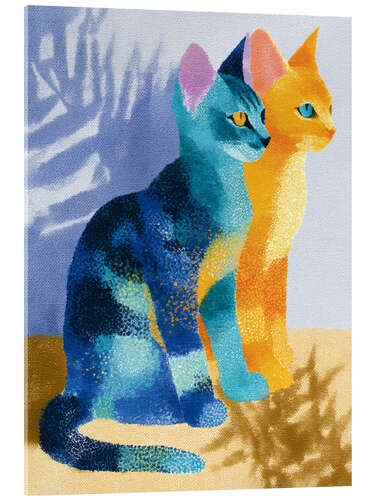 Acrylic print One Cat in Orange and One in Blue