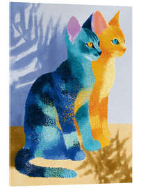 Acrylic print One Cat in Orange and One in Blue - DejaReve