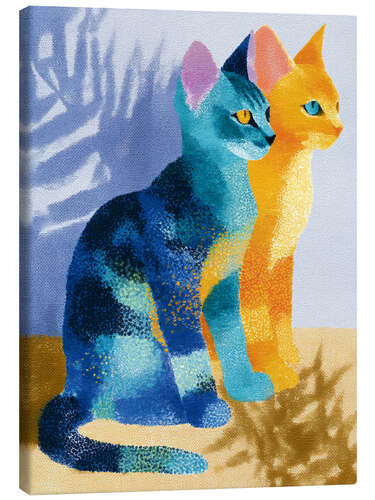 Canvas print One Cat in Orange and One in Blue