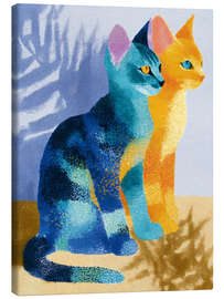 Canvas print One Cat in Orange and One in Blue - DejaReve