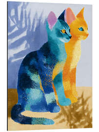 Magnettafel Eine Katze in Orange und eine in Blau