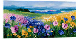 Acrylic print Landscape With Colourful Field Flowers - DejaReve