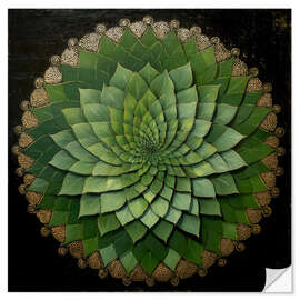 Wandsticker Mandala mit grünen Blättern