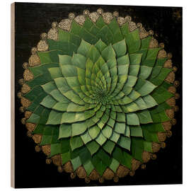 Wood print Leaf Mandala - DejaReve