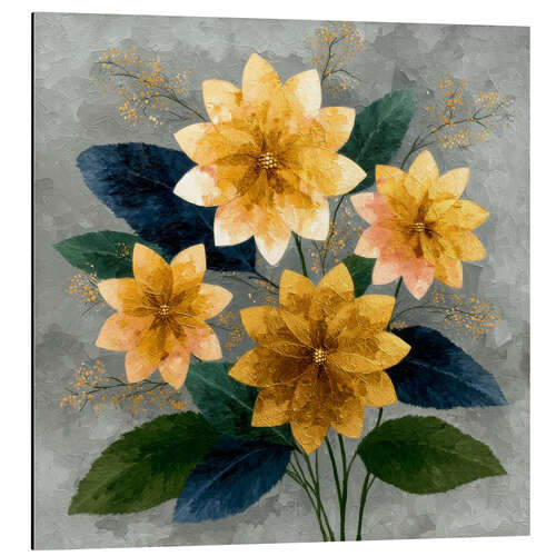 Alubild Blumenarrangement in Orange