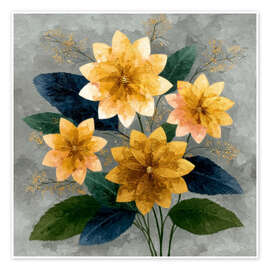 Poster Blumenarrangement in Orange - DejaReve