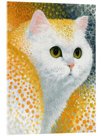 Acrylic print Minimalist White Cat With Orange - DejaReve