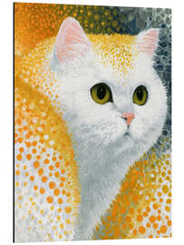 Alubild Minimalistische weiße Katze mit Orange - DejaReve