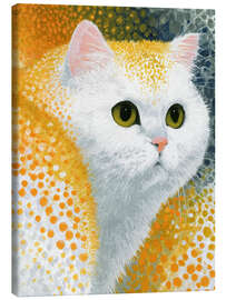 Canvas print Minimalist White Cat With Orange - DejaReve