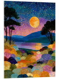 Tableau en verre acrylique Colourful Full Moon Night - DejaReve