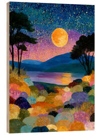 Holzbild Bunte Vollmondnacht - DejaReve