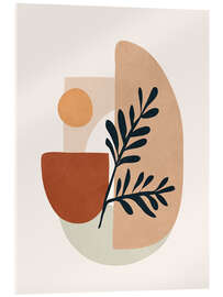 Acrylic print Geometric Shapes With Leaf Branch