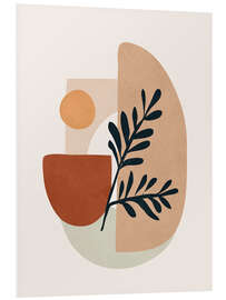 Hartschaumbild Geometrische Formen mit Blätterzweig