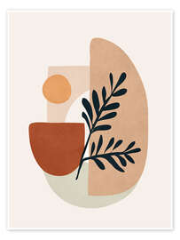 Wall print Geometric Shapes With Leaf Branch - Branka Kodžoman