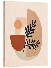 Cuadro de madera Geometric Shapes With Leaf Branch - Branka Kodžoman