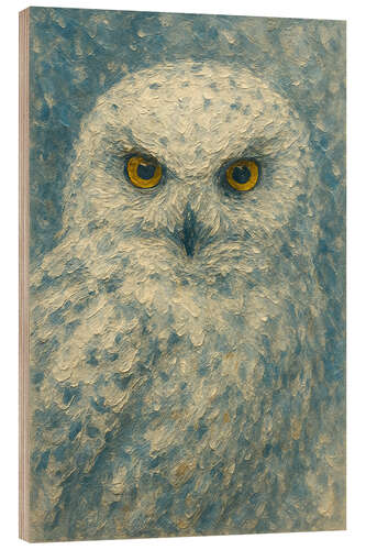 Wood print Snowy Owl