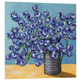 Hartschaumbild Blaue Blüten auf blauem Hintergrund