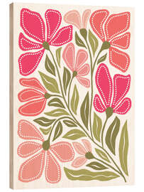 Holzbild Wildrosa Blüten - Martina