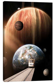 Leinwandbild Die Straßenbahn von der Erde zu anderen Planeten - Gen Z