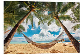 Acrylglasbild Hängematte zwischen zwei Palmen, Hawaii, Oahu - Jones &amp; Shimlock