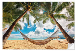 Wandsticker Hängematte zwischen zwei Palmen, Hawaii, Oahu - Jones &amp; Shimlock