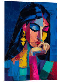 Acrylglasbild Kubistische Träumerin - Farbige Geometrie - Thomas Klee