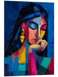 Alubild Kubistische Träumerin - Farbige Geometrie