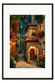 Gerahmter Kunstdruck Gemütliches toskanisches Dorf