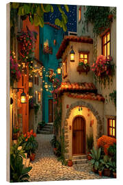 Holzbild Gemütliches toskanisches Dorf