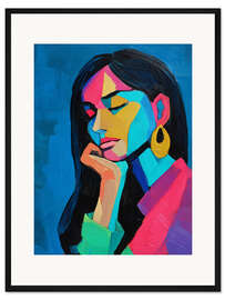 Gerahmter Kunstdruck Expressives Frauenportrait