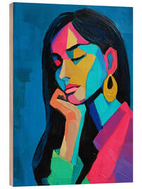 Holzbild Expressives Frauenportrait