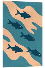 Tableau en verre acrylique Abstract Fish Stream - Gradient Grooves