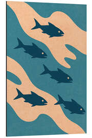 Tableau en aluminium Abstract Fish Stream - Gradient Grooves