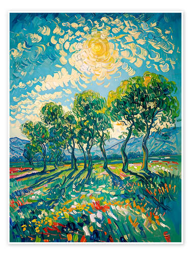 Póster Colourful, impressionistic Landscape