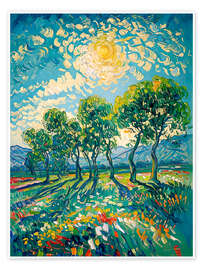 Reprodução Colourful, impressionistic Landscape - nobelart