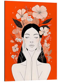 Magnettafel Frauenporträt auf orangefarbenem Hintergrund