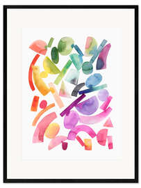 Gerahmter Kunstdruck Bunte geometrische Formen