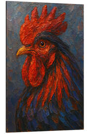 Alumiinitaulu Majestic rooster in red and blue - Natalie Bruns