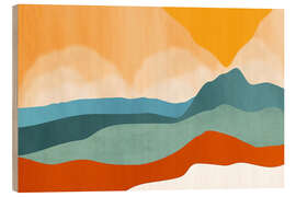 Holzbild Farbige abstrakte Landschaft