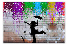 Reprodução A Girl Dancing in Colourful Rain - Jörg Gamroth