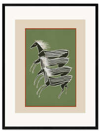 Gerahmter Kunstdruck Pferde in Streifen