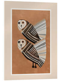 Acrylic print Striped Owl Pair