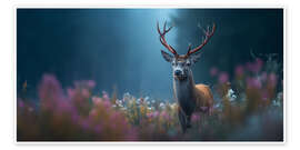 Reprodução Majestic Deer in a Sea of Flowers - Thomas Klee