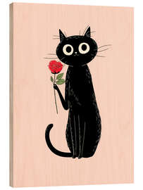 Holzbild "Hallo" sagte die schwarze Katze - Peter Roder