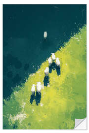 Wandsticker Schafe unterwegs