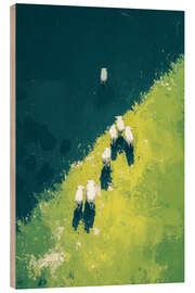 Holzbild Schafe unterwegs