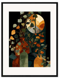 Gerahmter Kunstdruck Blumen im Sonnenuntergang