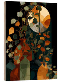 Holzbild Blumen im Sonnenuntergang