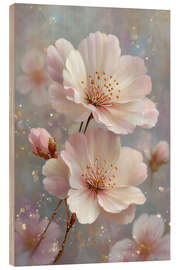 Holzbild Sanfte Blütenpracht in Rosa und Weiß